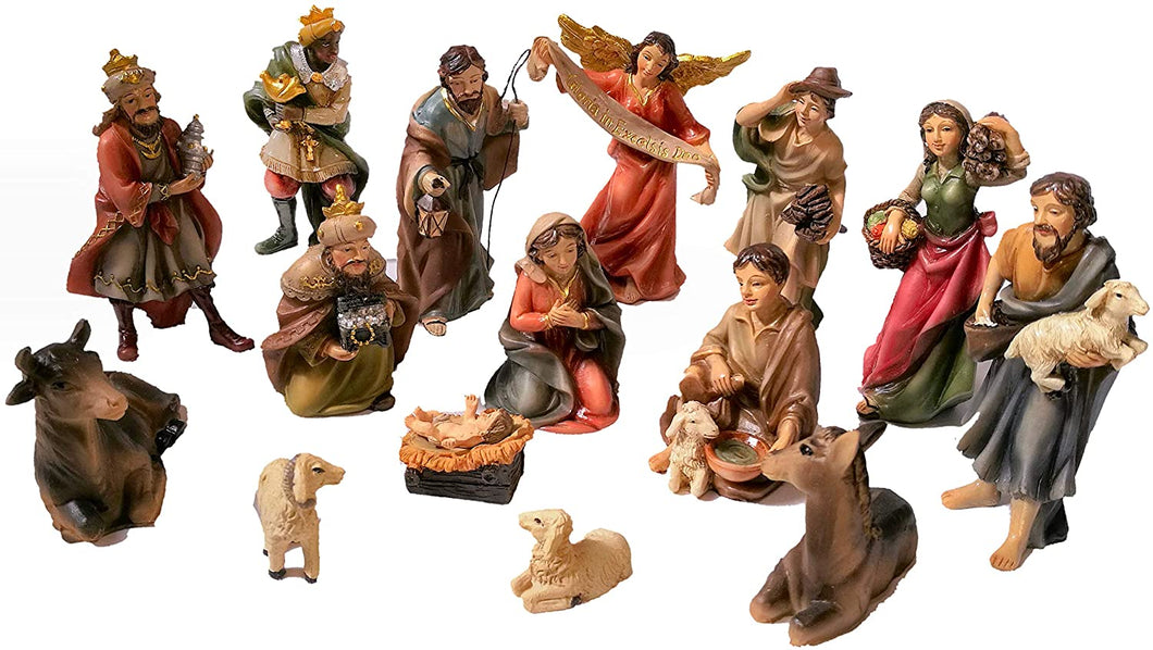 15-Piece Nativity Set. Hand-painted Nativity Scene by Faithful Treasure (4