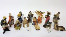Set of many nativity scene figurines. 15 hand-painted figures